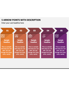 5 Arrow Points with Description PPT Slide 1