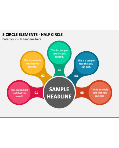 5 Circle Elements - Half Circle PPT Slide 1