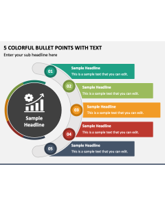 5 Colorful Bullet Points with Text PPT Slide 1