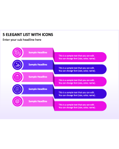 5 Elegant List with Icons PPT Thumbnail