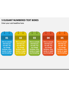 5 Elegant Numbered Text Boxes PPT Slide 1