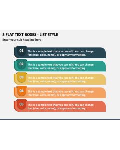 5 Flat Text Boxes - List Style PPT Slide 1