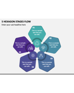 5 Hexagon Stages Flow PPT Slide 1