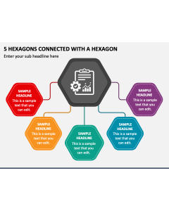 5 Hexagons Connected with A Hexagon PPT Slide 1