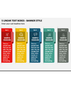 5 Linear Text Boxes - Banner Style PPT Slide 1