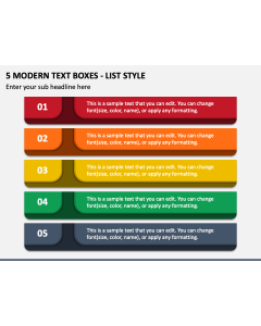 5 Modern Text Boxes - List Style PPT Slide 1