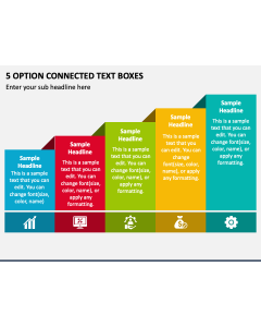 5 Option Connected Text Boxes PPT Slide 1