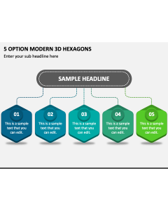 5 Option Modern 3D Hexagons PPT Slide 1