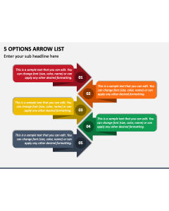 5 Options Arrow List PPT Slide 2
