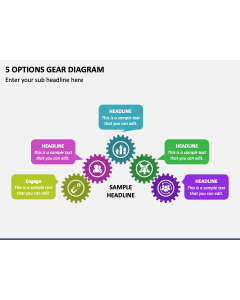5 Options Gear Diagram PPT Slide 2