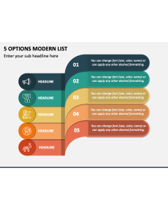5 Options Modern List PPT Slide 2