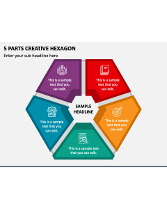 5 Parts Creative Hexagon PPT Slide 1