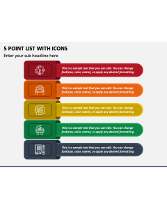 5 Point List With Icons PPT Slide 1