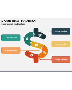 5 Puzzle Pieces - Dollar Sign PPT Slide 1