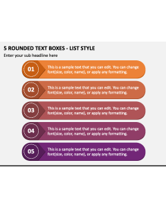5 Rounded Text Boxes - List Style PPT Slide 1