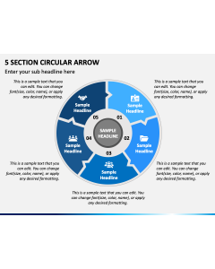 5 Section Circular Arrow PPT Slide 1