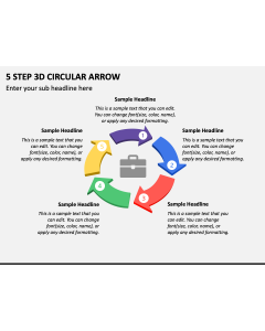 5 Step 3D Circular Arrow PPT Slide 1