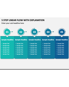 5 Step Linear Flow with Explanation PPT Slide 1