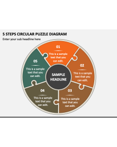 5 Steps Circular Puzzle Diagram PPT Slide 1