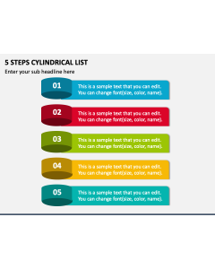 5 Steps Cylindrical List PPT Slide 1