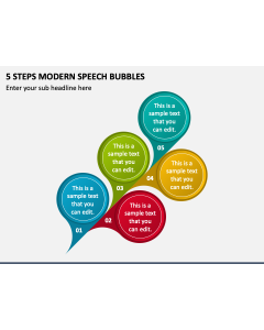 5 Steps Modern Speech Bubbles PPT Slide 1