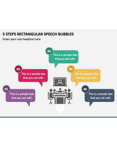 5 Steps Rectangular Speech Bubbles PPT Slide 1
