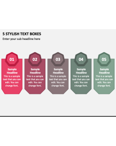 5 Stylish Text Boxes PPT Slide 1