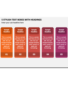 5 Stylish Text Boxes with Headings PPT Slide 1
