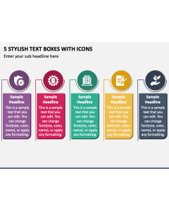 5 Stylish Text Boxes with Icons PPT Slide 1