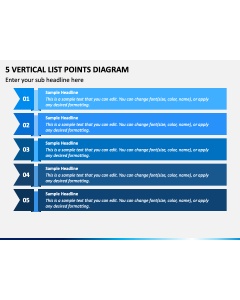 5 Vertical List Points Diagram PPT Slide 1