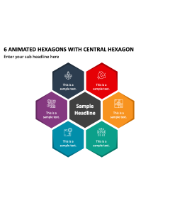 6 Animated Hexagons with Central Hexagon PPT Thumbnail