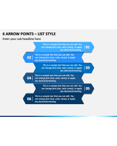 6 Arrow Points - List Style PPT Slide 1