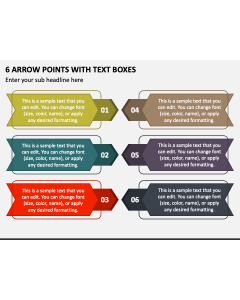 6 Arrow Points with Text Boxes PPT Slide 1