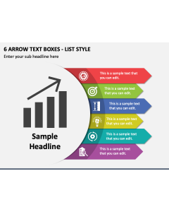 6 Arrow Text Boxes - List Style PPT Slide 1