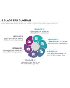 6 Blade Fan Diagram PPT Thumbnail