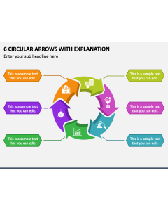 6 Circular Arrows with Explanation PPT Slide 1