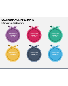 6 Curved Pencil Infographic PPT Slide 2