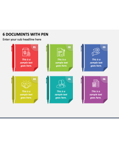 6 Documents with Pen PPT Slide 2