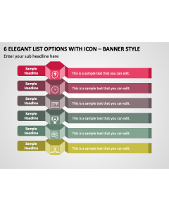 6 Elegant List Options with Icon - Banner Style PPT Thumbnail