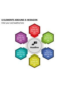 6 Elements around a Hexagon PPT Slide 2