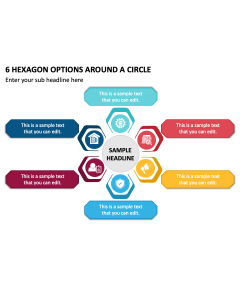 6 Hexagon Options around a Circle PPT Slide 2