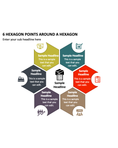 6 Hexagon Points around a Hexagon PPT Slide 2