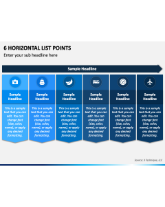 6 Horizontal List Points PPT Slide 1