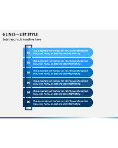 6 Lines - List Style PPT Slide 1