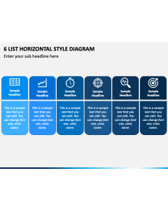 6 List Horizontal Style Diagram PPT Slide 1