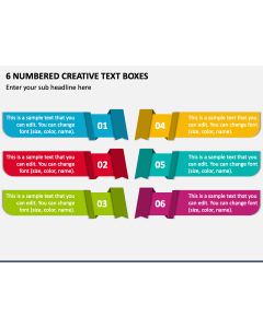 6 Numbered Creative Text Boxes PPT Slide 1