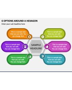 6 Options around a Hexagon PPT Slide 1