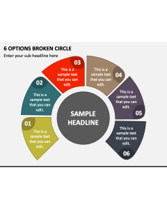 6 Options Broken Circle PPT Slide 1