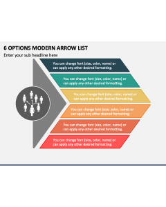 6 Options Modern Arrow List PPT Slide 2