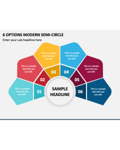 6 Options Modern Semi-circle PPT Slide 2